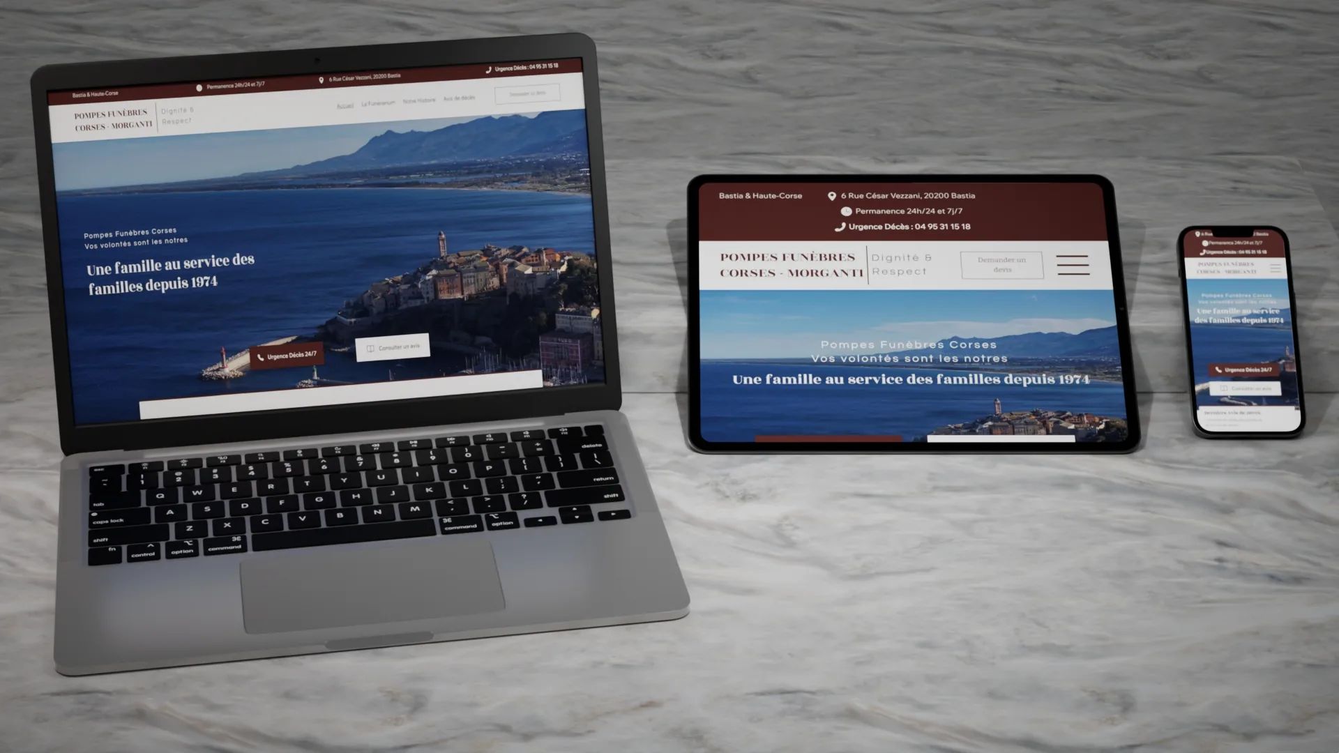Pompes Funèbres Corses : site vitrine par Le Bureau